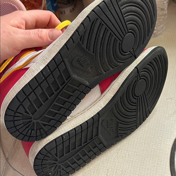 Nike High-Top Sneakers in White, Red & Yellow - Picture 3 of 6